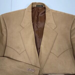Vintage Circle S Tan Faux Suede Western Blazer 50L RockabillyBlazer Sport Coat